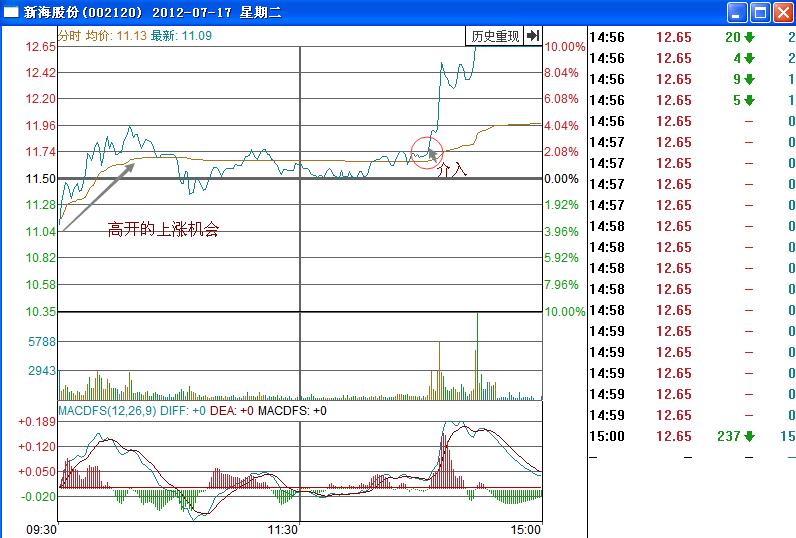 新海股份分時圖